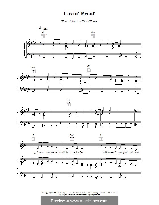 Lovin' Proof (Celine Dion): Para vocais e piano (ou Guitarra) by Diane Warren