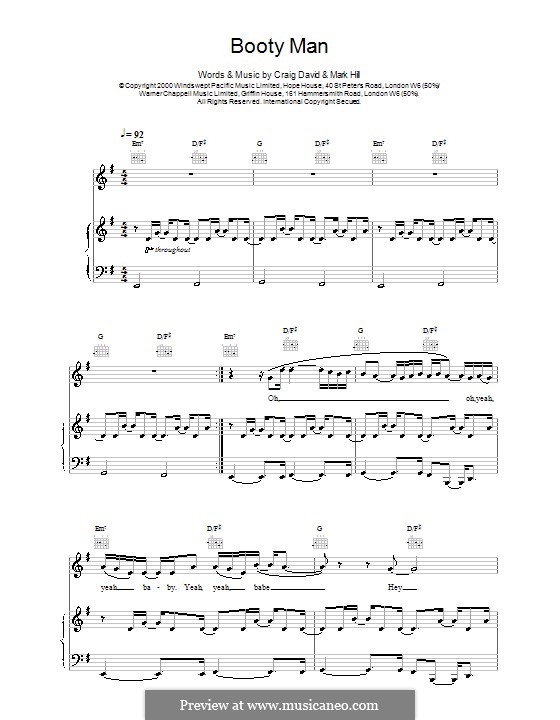 Booty Man: Para vocais e piano (ou Guitarra) by Craig David