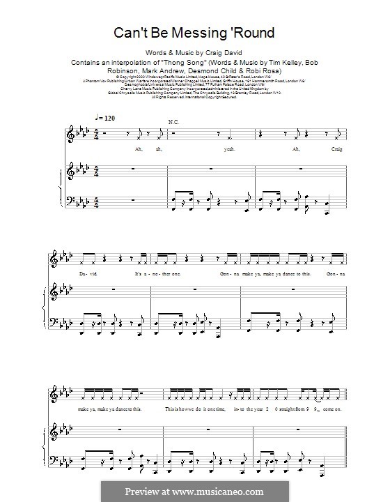 Can't Be Messing 'Round: Para vocais e piano (ou Guitarra) by Craig David