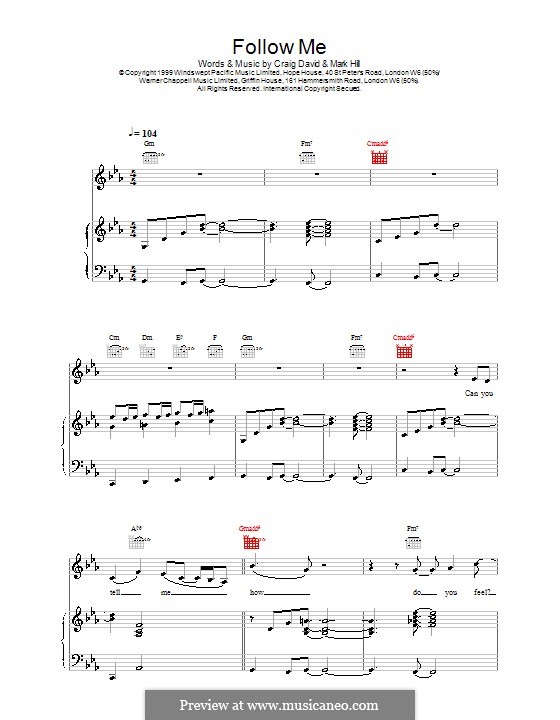 Follow Me: Para vocais e piano (ou Guitarra) by Craig David