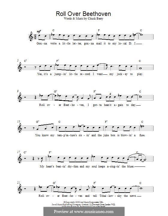 Roll Over Beethoven: melodía,letras e acordes by Chuck Berry