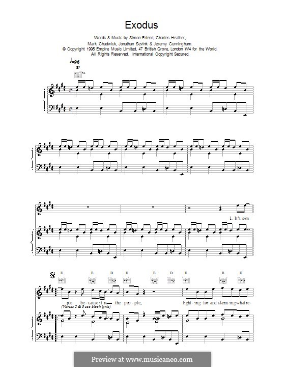 Exodus (The Levellers): Para vocais e piano (ou Guitarra) by Charles Heather, Jeremy Cunningham, Jonathan Sevink, Mark Chadwick, Simon Friend