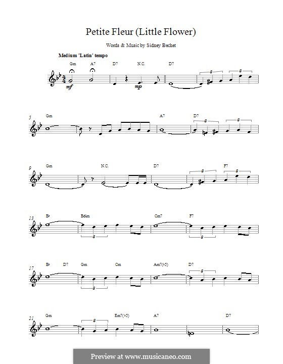 Petite Fleur (Little Flower): melodía,letras e acordes by Sidney Bechet