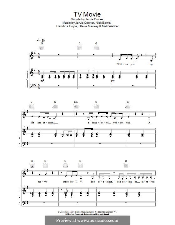 TV Movie (Pulp): Para vocais e piano (ou Guitarra) by Jarvis Cocker
