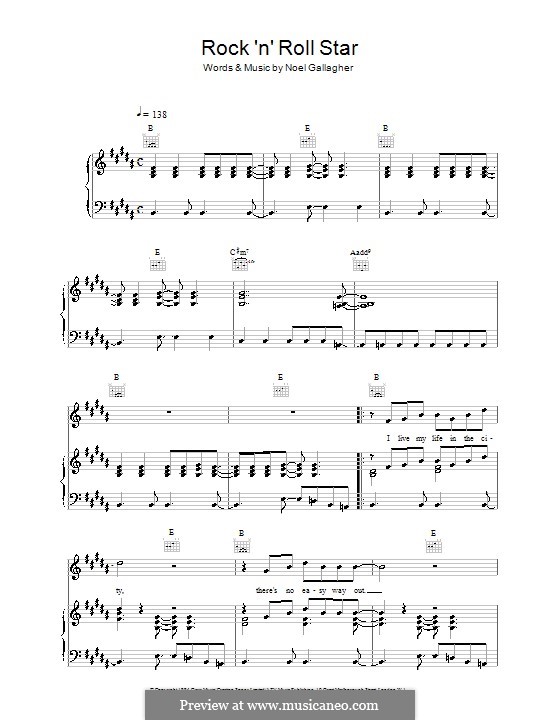 Rock 'n' Roll Star (Oasis): Para vocais e piano (ou Guitarra) by Noel Gallagher