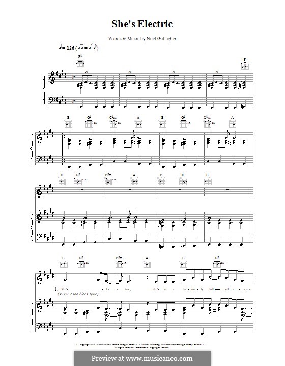 She's Electric (Oasis): Para vocais e piano (ou Guitarra) by Noel Gallagher