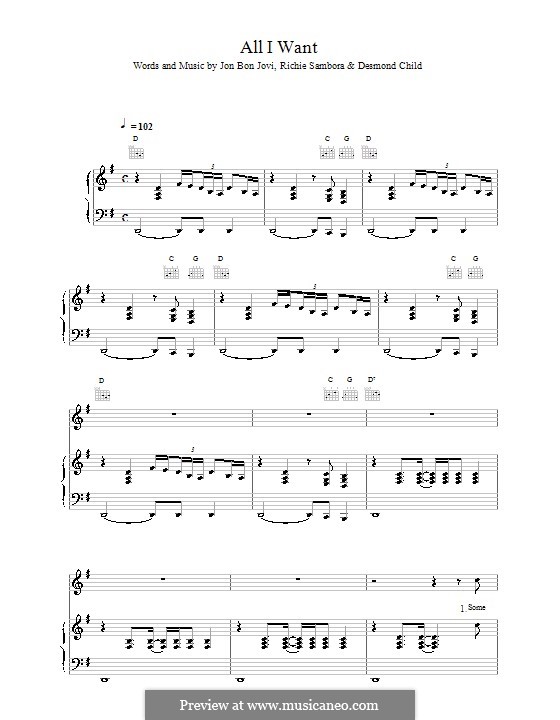 All I Want Is Everything (Bon Jovi): Para vocais e piano (ou Guitarra) by Jon Bon Jovi, Richie Sambora
