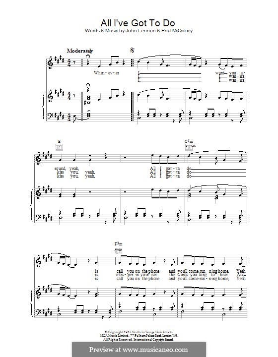 All I've Got to Do (The Beatles): Para vocais e piano (ou Guitarra) by John Lennon, Paul McCartney