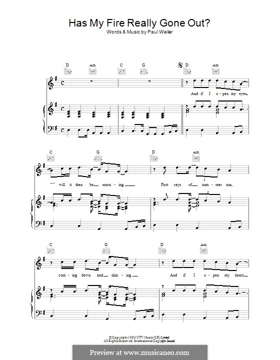 Has My Fire Really Gone Out?: Para vocais e piano (ou Guitarra) by Paul Weller