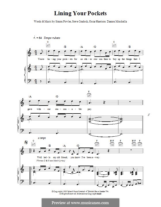 Lining Your Pockets (Ocean Colour Scene) por D. Minchella, O. Harrison
