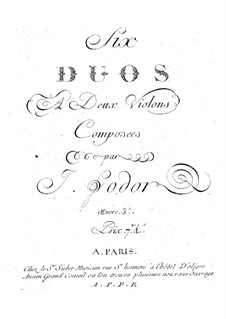 Six Duets for Two Violins, Op.3: Six Duets for Two Violins by Josephus Fodor