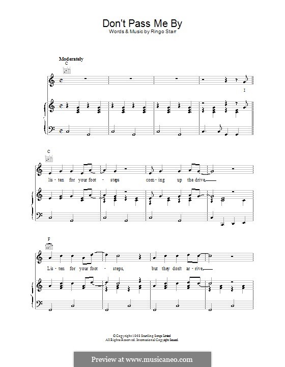 Don't Pass Me By (The Beatles): Para vocais e piano (ou Guitarra) by Ringo Starr