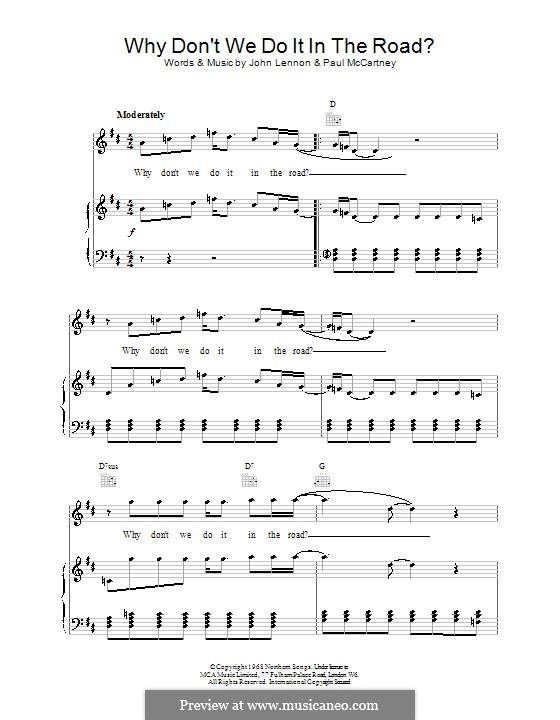 Why Don't We Do It in the Road (The Beatles): Para vocais e piano (ou Guitarra) by John Lennon, Paul McCartney