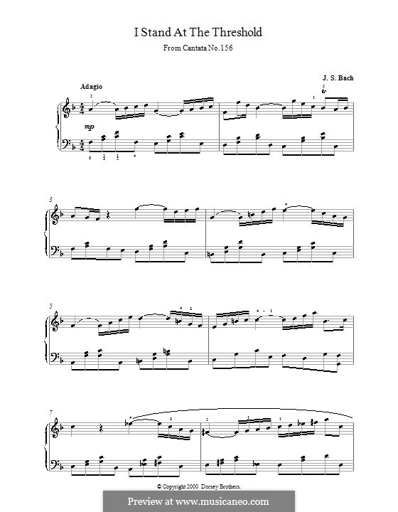 Ich steh mit einem Fuss im Grabe, BWV 156: Nr.1 Sinfonia, für Klavier by Johann Sebastian Bach