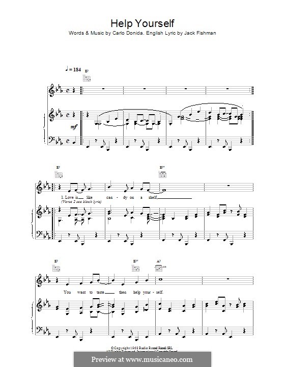 Help Yourself (Tom Jones): Para vocais e piano (ou Guitarra) by Carlo Donida