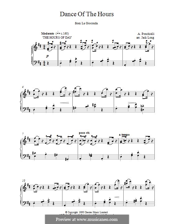 Dance of the Hours: Para piano (D maior) by Amilcare Ponchielli