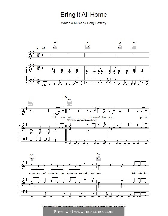 Bring It All Home: Para vocais e piano (ou Guitarra) by Gerry Rafferty