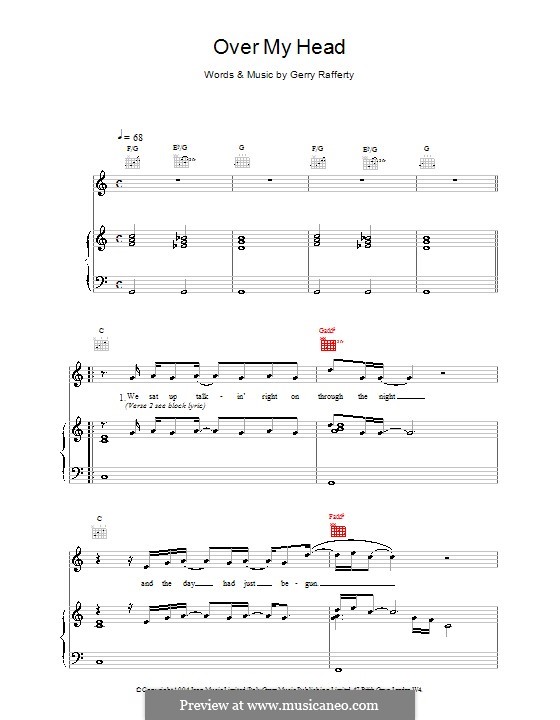 Over My Head: Para vocais e piano (ou Guitarra) by Gerry Rafferty