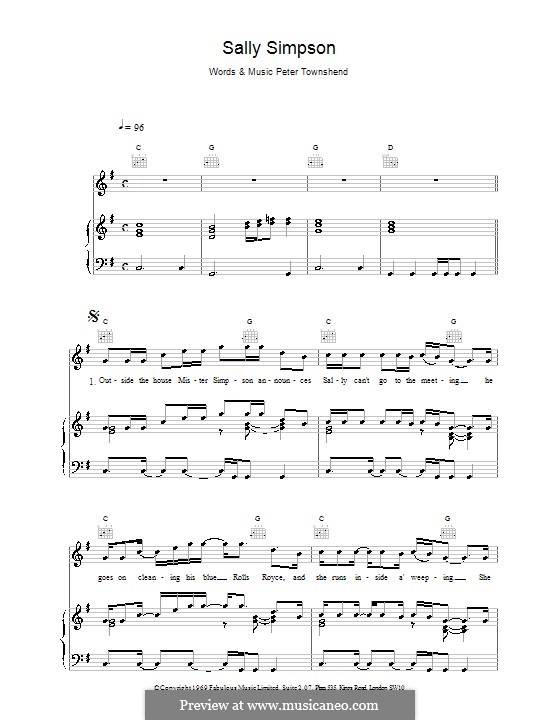 Sally Simpson (The Who): Para vocais e piano (ou Guitarra) by Peter Townshend