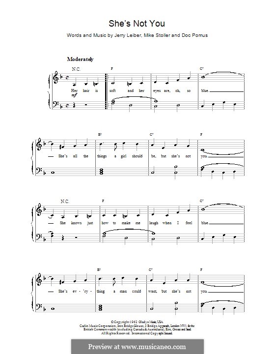 She's Not You (Elvis Presley): Facil para o piano by Doc Pomus, Jerry Leiber, Mike Stoller