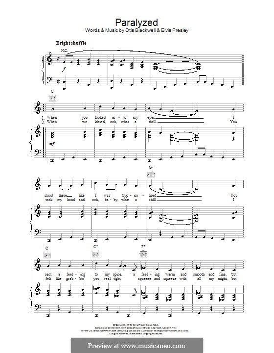 Paralyzed (Elvis Presley): Para vocais e piano (ou Guitarra) by Otis Blackwell