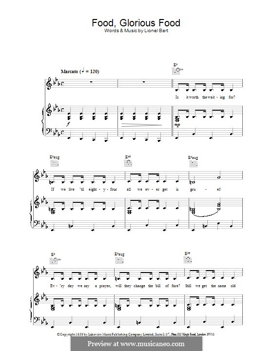 Food, Glorious Food (from Oliver!) por L. Bart Partituras on músicaNeo