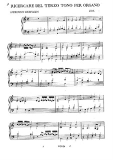 Ricercare del terzo tono per organo: Ricercare del terzo tono per organo by Sperindio Bertoldo
