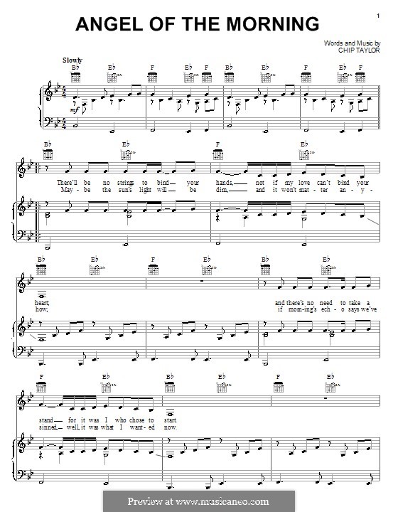 Angel of the Morning: Para vocais e piano (ou Guitarra) by Chip Taylor