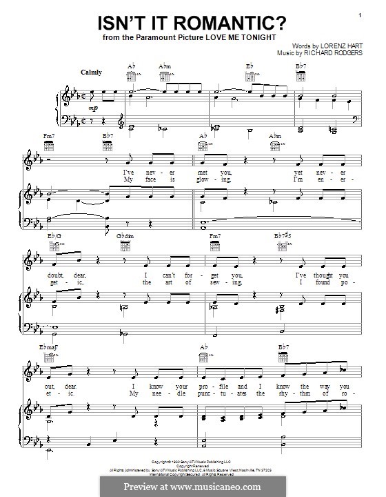 Isn't it Romantic?: Para vocais e piano (ou Guitarra) by Richard Rodgers