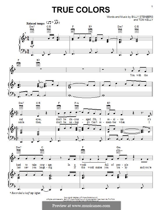 True Colors: Para vocais e piano (ou Guitarra) by Billy Steinberg, Tom Kelly