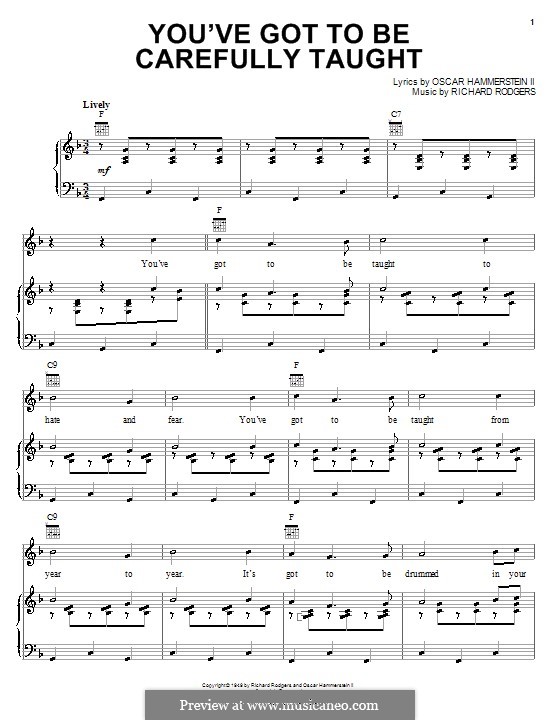 You've Got to Be Carefully Taught: para vocais,piano ou guitarra by Richard Rodgers