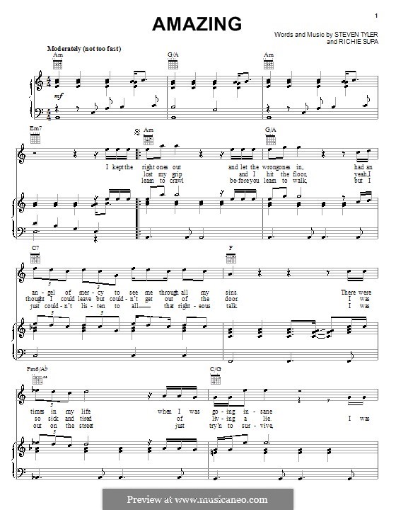 Amazing (It's Amazing): Para vocais e piano (ou Guitarra) by Richard Supa, Steven Tyler