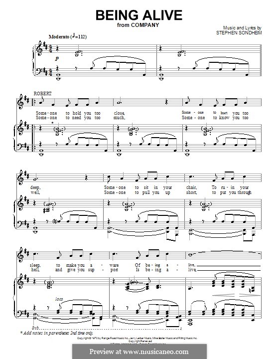 Being Alive (from Company): Para vocais e piano (ou Guitarra) by Stephen Sondheim