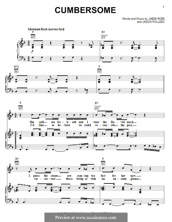 Cumbersome (Seven Mary Three): Para vocais e piano (ou Guitarra) by Jason Pollock, Jason Ross