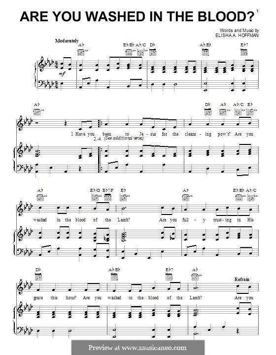 Are You Washed in the Blood?: Para vocais e piano (ou Guitarra) by Elisha Albright Hoffman