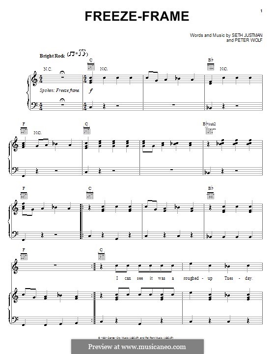 Freeze Frame (The J. Geils Band): Para vocais e piano (ou Guitarra) by Peter Wolf, Seth Justman