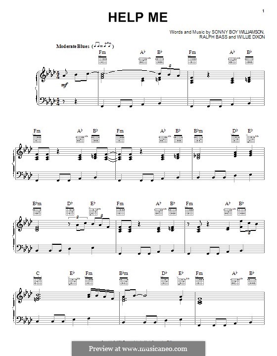 Help Me (Sonny Boy Williamson): Para vocais e piano (ou Guitarra) by Ralph Bass, Willie Dixon