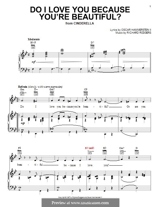 Do I Love You Because You're Beautiful? (from Cinderella): para vocais,piano ou guitarra by Richard Rodgers