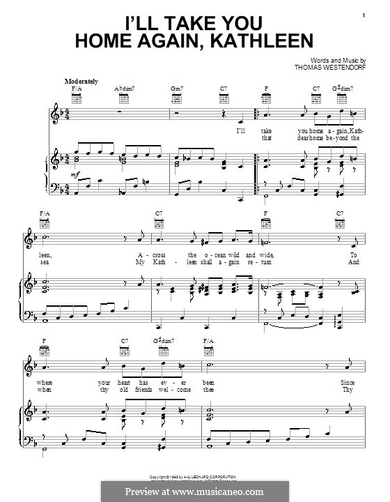 I'll Take You Home Again, Kathleen: Para vocais e piano (ou Guitarra) by Thomas Payne Westendorf