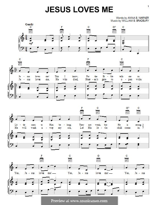 Jesus Loves Me: Para vocais e piano (ou Guitarra) by William Batchelder Bradbury