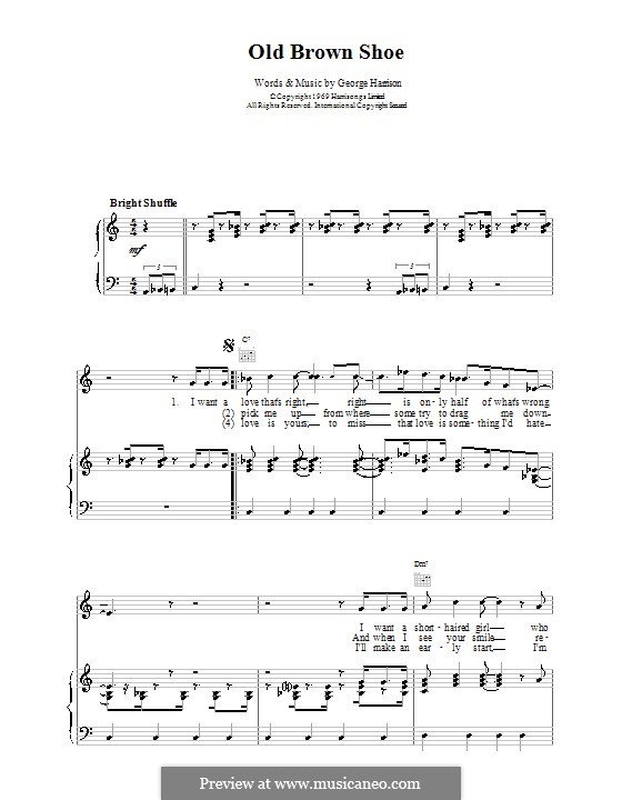 Old Brown Shoe (The Beatles): Para vocais e piano (ou Guitarra) by George Harrison