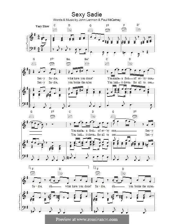 Sexy Sadie (The Beatles): Para vocais e piano (ou Guitarra) by John Lennon, Paul McCartney