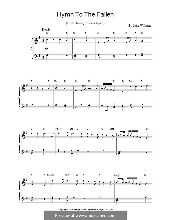 Hymn to the Fallen (from Saving Private Ryan): Facil para o piano by John Williams