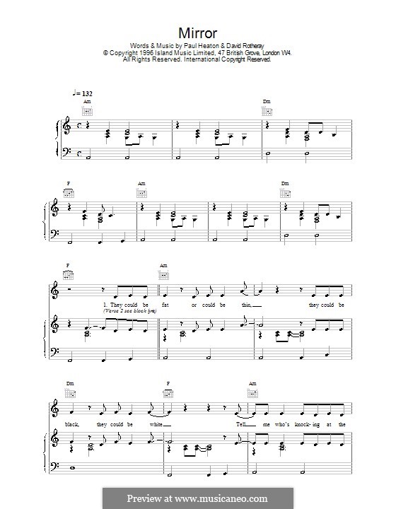 Mirror (The Beautiful South): Para vocais e piano (ou Guitarra) by David Rotheray, Paul Heaton