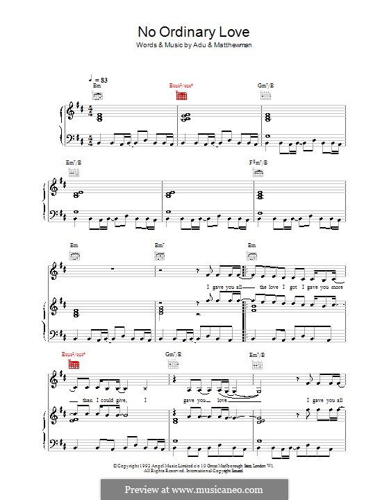 No Ordinary Love (Sade): Para vocais e piano (ou Guitarra) by Helen Adu, Stuart Matthewman