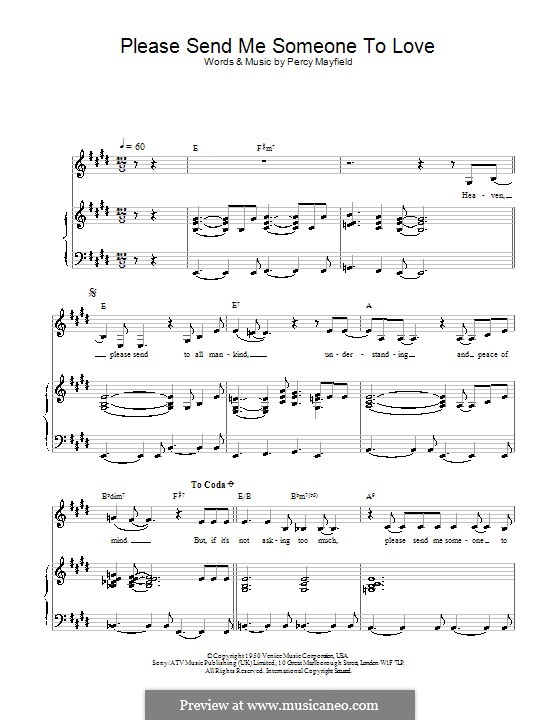 Please Send Me Someone to Love: Para vocais e piano (ou Guitarra) by Percy Mayfield