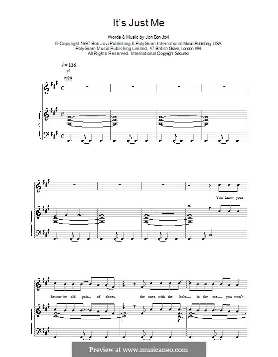 It's Just Me: Para vocais e piano (ou Guitarra) by Jon Bon Jovi