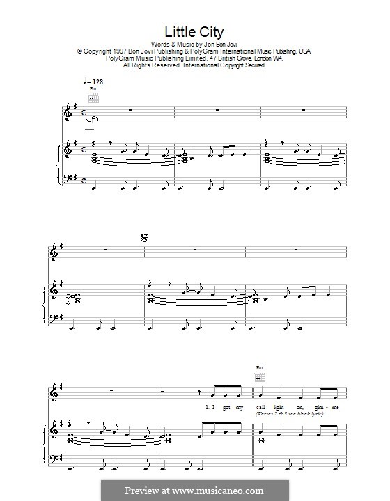 Little City: Para vocais e piano (ou Guitarra) by Jon Bon Jovi