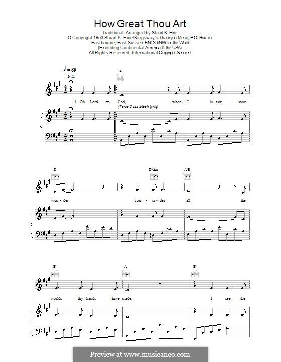 How Great Thou Art: Para vocais e piano (ou Guitarra) by Stuart K. Hine