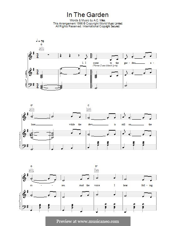 In the Garden: Para vocais e piano (ou Guitarra) by Charles Austin Miles